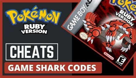 pokemon ruby cheats gba|Pokemon Ruby Version – Game Shark Codes .